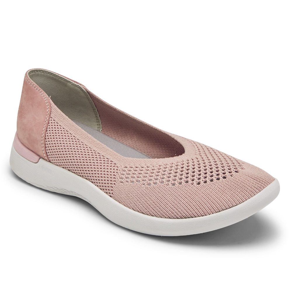 Rockport Flats Sko Dame Rosa - Truflex Fly Strikke Ballet - HQGT84196